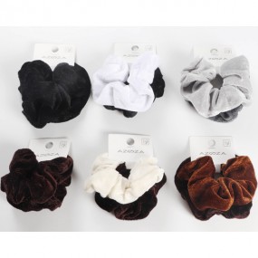 Hair Scrunchies large 2pcs, 12fold assorted