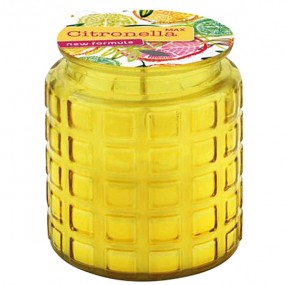 Candle Citronella 170g yellow glass, white wax