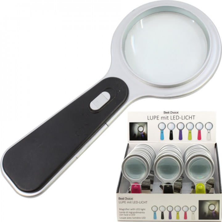 LED magnifier, diff. colors in display 15x6,5cm