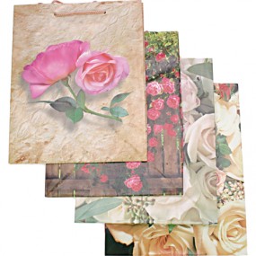 Gift Bag Rose Medium 4 Styles Asstd. 23x18x8cm