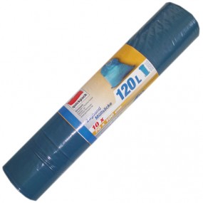 Pull-on tape wastebag 120L 10pcs blue 70x100cm