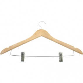 Coat Hanger Wooden with 2 metal clips
