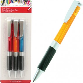Ballpoint pen 3er with comfort handle on card