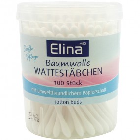Cotton Swabs 100pcs paper Elina round container