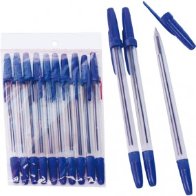 Ballpoint Pens 10pcs Blue w/ Cap