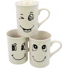 Coffee mug 265ml 10x7cm, WHITE SMILE design