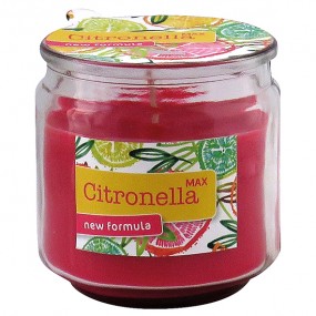 Candle Citronella 250g red in glass 8,5x8,6cm
