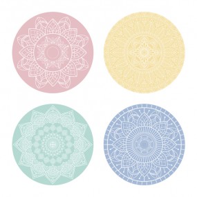 Set de table Mandala, coloré, rond, 4/s, environ 38cm DM PP,