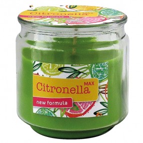 Candle Citronella 250g green in glass 8,5x8,6cm