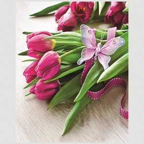 Premium napkins 'Tulips pink' 20pcs 33x33cm