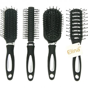 Hair Brush w/ Rubber Grip 17cm 4-Styles Asstd.
