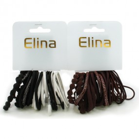 Hair Band Elina 24pcs Asstd Strong Brown+Black