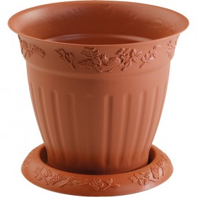Flower pot 16x14cm with round plate made of