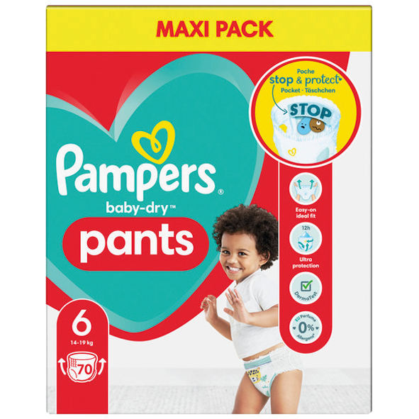 Pampers Baby-Dry Pants, talla 6 Extra Large 14-19 kg, Maxi Pack (1