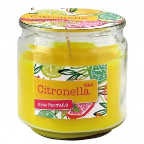 Candle Citronella 250g yellow in glass 8,5x8,6cm